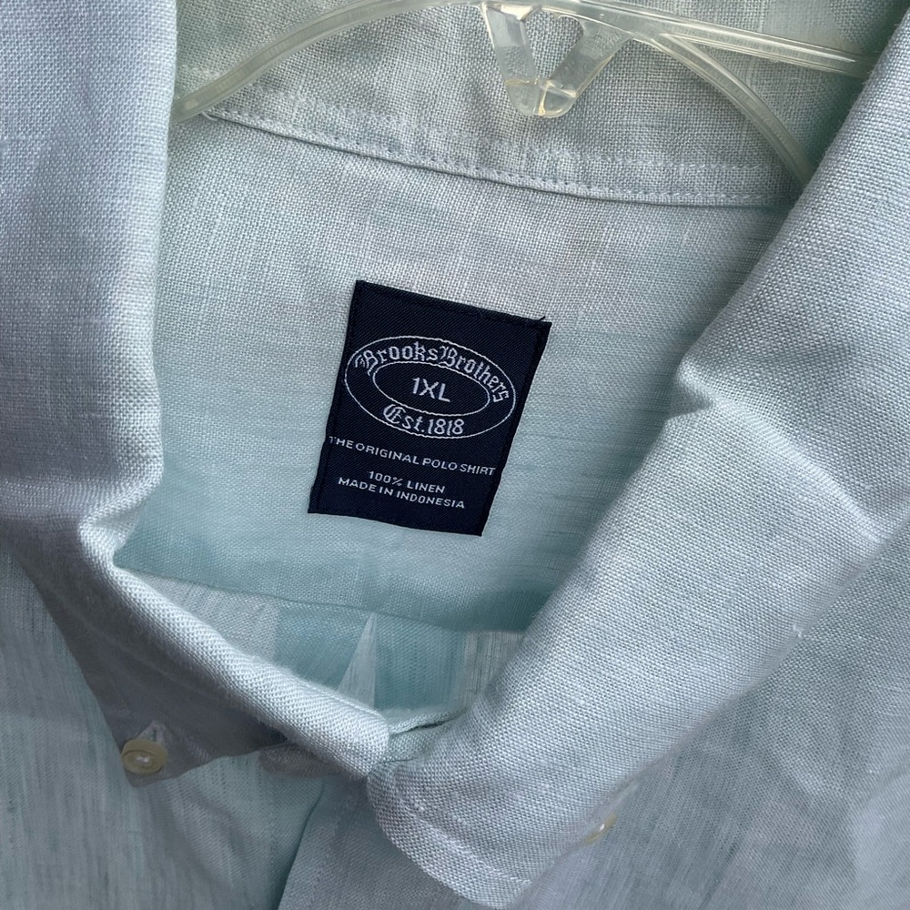 Brooks Brothers Short-Sleeve Linen Shirt- GREEN - Picture 6 of 8